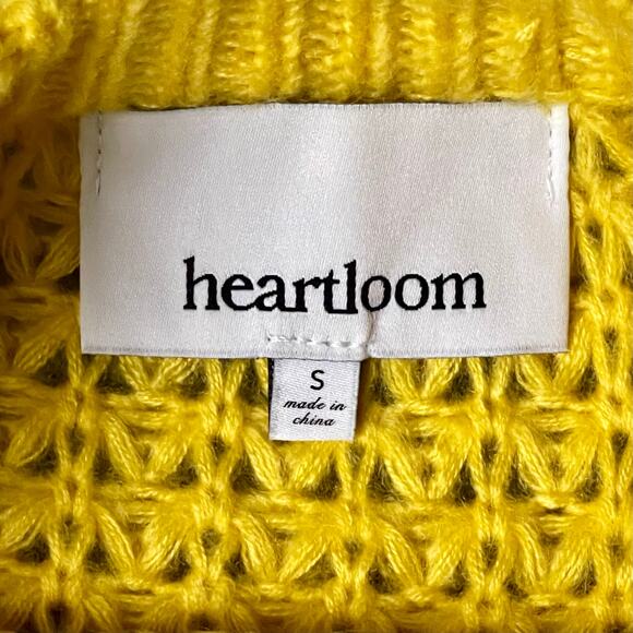 Heartloom yellow cable knit open-stitch sweater, size S - Picture 5 of 10